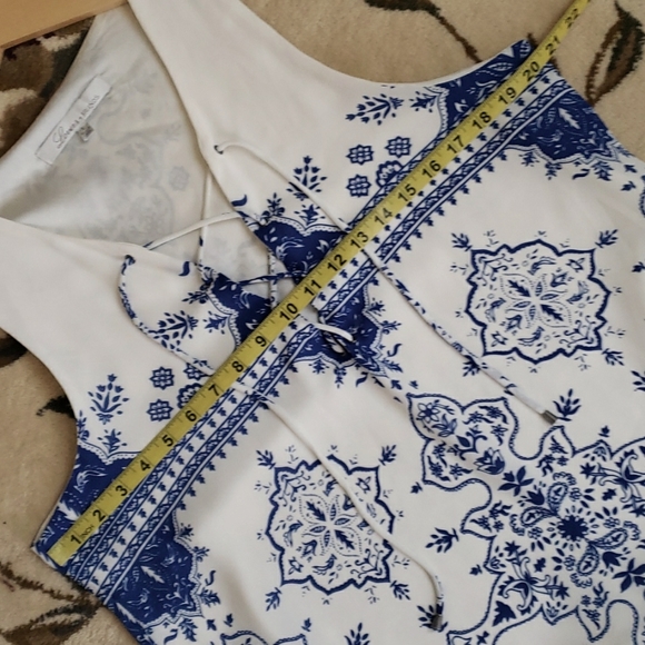 Lovers + Friends Blue & White Temple Mini Dress, Size L - Picture 12 of 16